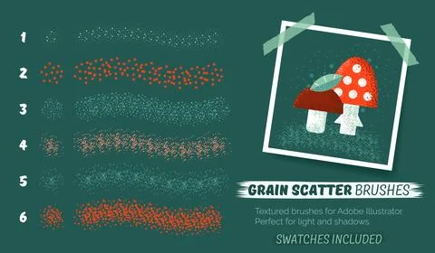 Grain scatter brushes. Set of abstract grunge textures. Stock Illustration