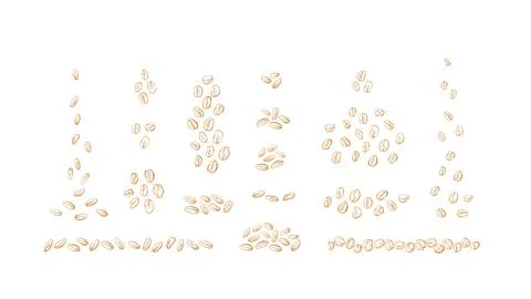 Grain set Oat, wheat graphic seeds Vector outline Stock Illustration