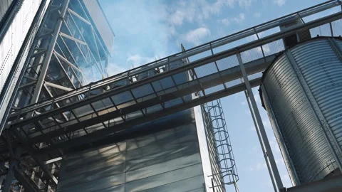 Grain silo with ladder and elevated catwalk. Stock Footage 320115837
