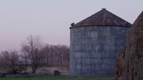 Grain silo in the late evening Stock Footage 158937282