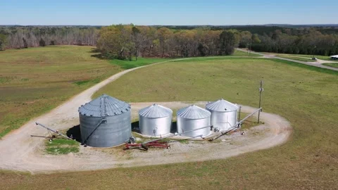 Grain Silo - Push and Pull - Feeding Alabama Aerial Footage Stock Footage 151327910