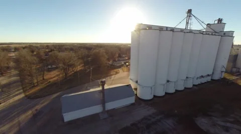 Grain silo with sun going down Video stock 44466567