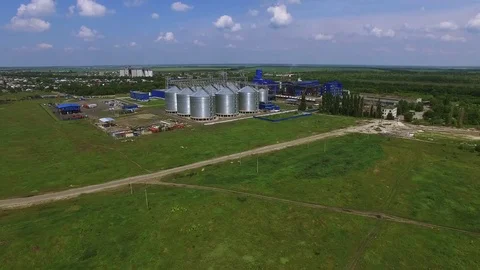 Grain Silos aerial view Stock Footage 70392210