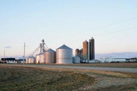 Grain silos in the Midwest Stock Photos