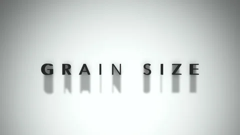 Grain Size 3D title animation matte black text on a white background Stockbeeldmateriaal 300717562