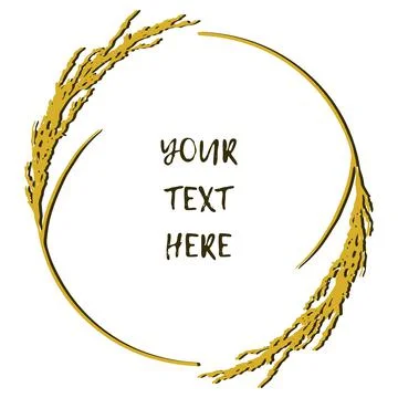 Grain spike rounded decorative frame, text space. Vector wreath. Hand drawn Stock-Illustration