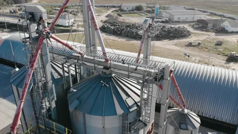 Grain storage aerial view Stock Footage 236863195