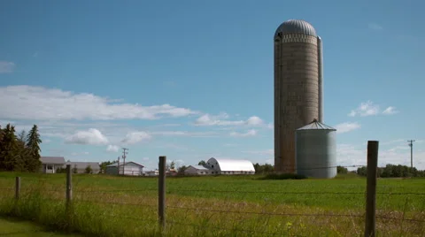 Grain storage building on the farm Stock Footage 67610988