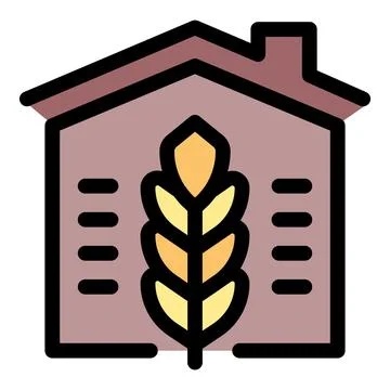 Grain storage building with wheat icon representing agricultural activities Stock Illustration