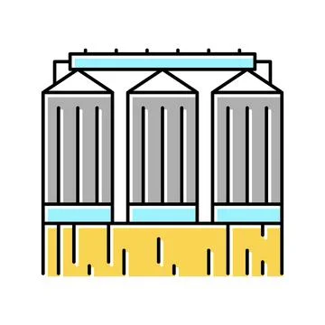 Grain storage color icon vector illustration Stock Illustration