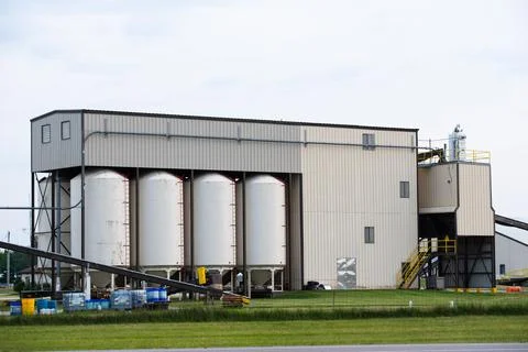 Grain storage complexes corn farm grain dryer modern Stock Photos