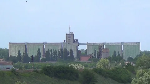 Grain storage elevator. Big bunker to save sowing Video stock 111967717
