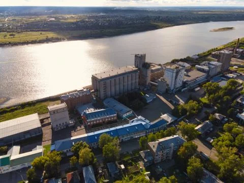 Grain storage elevator in Siberia Stock Photos