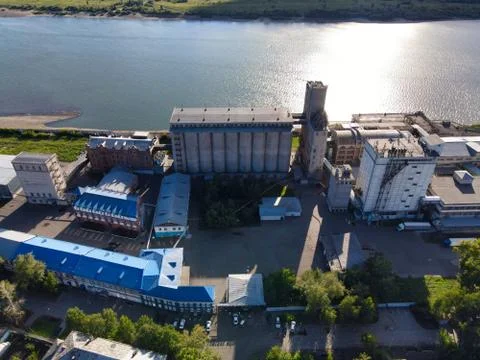 Grain storage elevator in Siberia Stock Photos