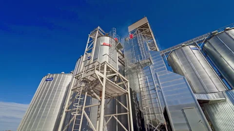 Grain storage elevators Stock Footage 156280415