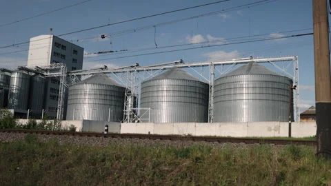 Grain storage, Industrial facility, Building exterior Stock Footage 275087641