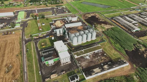 Grain storage. Silo at farm. Elevator for corn storage and grain. 動画素材 203999000
