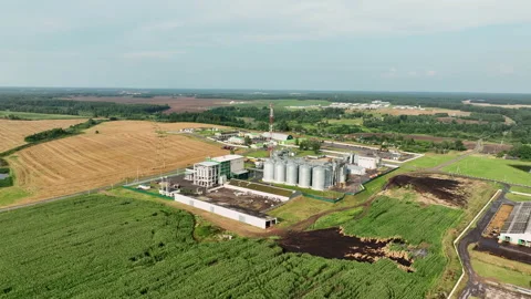 Grain storage. Silo at farm. Elevator for corn storage and grain. Vídeo Stock 203999710