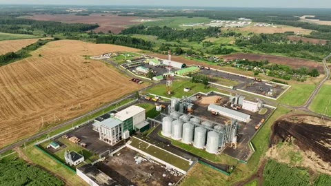Grain storage. Silo at farm. Elevator for corn storage and grain. 스톡 동영상 204000098