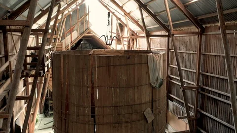Grain Storage Silo Inside Abandoned Barn Stock Footage 111202948
