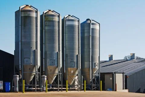 Grain storage silos Stock Photos