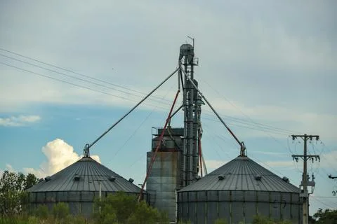 Grain storage silos Stock Photos
