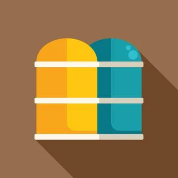 Grain storage silos standing on farm in flat design Stock Illustration
