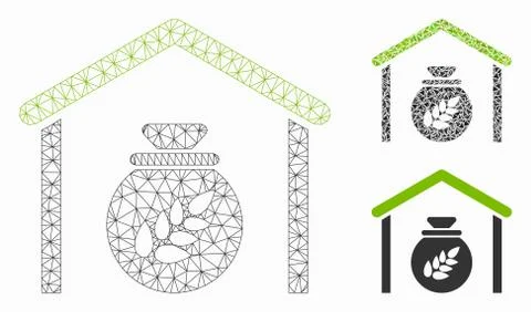 Grain Storage Vector Mesh 2D Model and Triangle Mosaic Icon Stock Illustration
