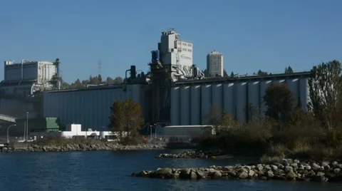 Grain terminal pan to ship Stock Footage 53048437
