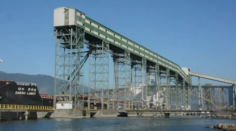 Grain Terminal superstructure with ship in background. Stock Footage 53048563