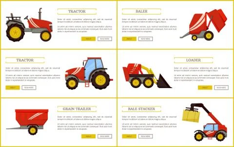 Grain Trailer Baler Posters Vector Illustration Stock Illustration