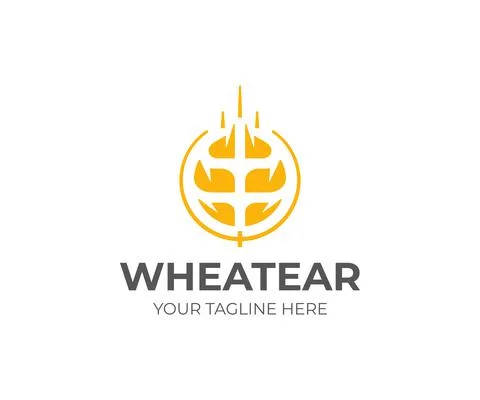 Grain wheat logo design. Round wheat ear vector design Stock Illustration
