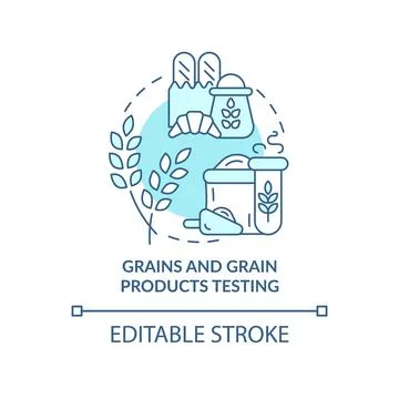 Grains and grain products testing turquoise concept icon Stock Illustration