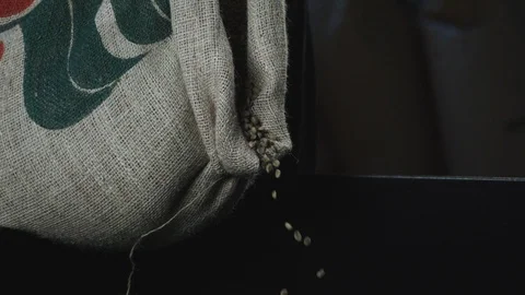 Grains of coffee in a bag Stock Footage 89968337