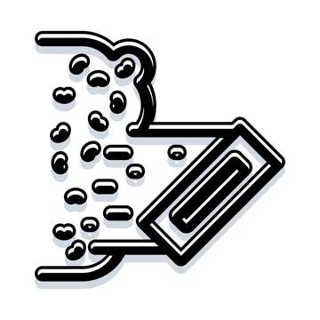 Grains falling into a processing machine icon Illustrazione stock