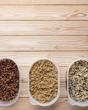 Grains meal prep containers clean eating 写真素材