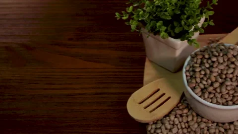 Grains of rice and beans, composition with rotation. Stock Footage 133898557