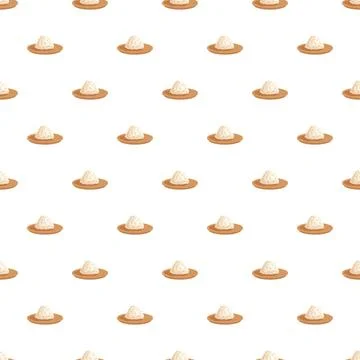 Grains of rice on tiny plates seamless pattern Stock Illustration