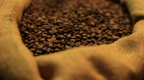 Grains of the Roasted Coffee in the Bag Stock-Footage 61291493