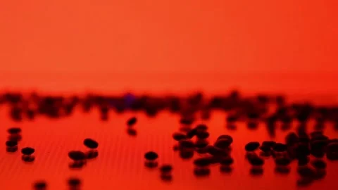 Grains when a speaker vibrates. experimental art video, sound check.Sound test. Stock Footage 152510537