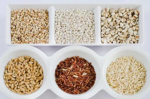 Grains on white 스톡 사진