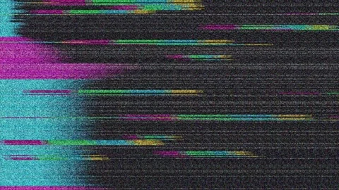 Grainy crt scanline texture features neon pink and blue glitch effects. Dig.. Stock Footage 346694758