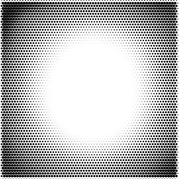 Grainy gradient circle pattern from black dots, vector halftone grunge noise Stock Illustration