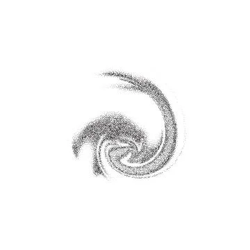 Grainy gradient from dots swirl shape, black dotwork grain texture, abstract Stock Illustration