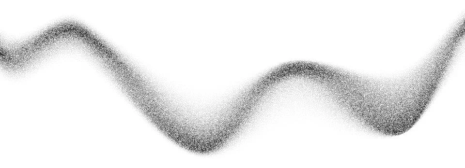 Grainy gradient wave texture. Black stippled flow line background. Dotted Stock Illustration