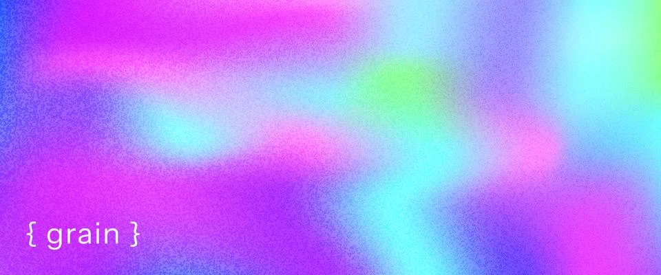 Grainy neon gradient with violet and rainbow hologram for poster banner. Stock Illustration