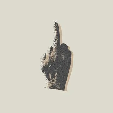Grainy photocopy effect vector illustration of a human hand with an extended Stock Illustration