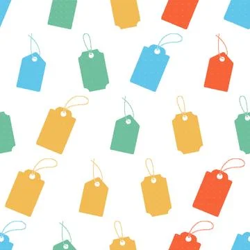 Grainy Price Tags Seamless Pattern. Vector seamless dithering pixel style p.. Stock Illustration