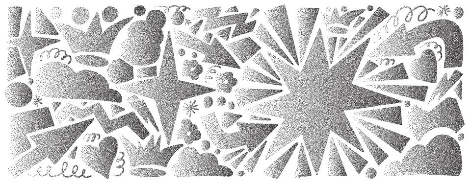 Grainy shape set of hand drawn doodle stars and arrows. Black stipple spray Stock Illustration