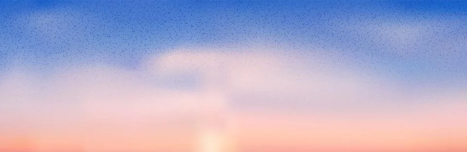 Grainy sunset gradient background with warm orange, yellow, blue and pink hues. Stock Illustration